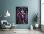 Neon Venus magenta-cobalt artwork styled in a designer office interior
