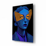 Striped Look indigo glass wall art in a modern creative loft