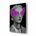 Striped Look magenta glass wall art in a modern creative loft