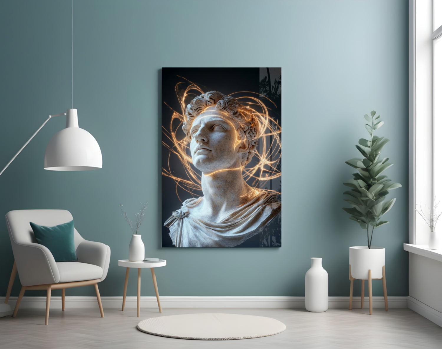 The Shining Mind of Aurelius Glass Wall Art || Designer Collection