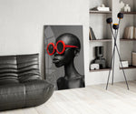 Fashion glass print bringing editorial edge to a designer office