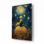 Little Prince Starry Night glass wall art in a modern children's bedroom