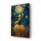 Little Prince Starry Night glass wall art in a modern children's bedroom
