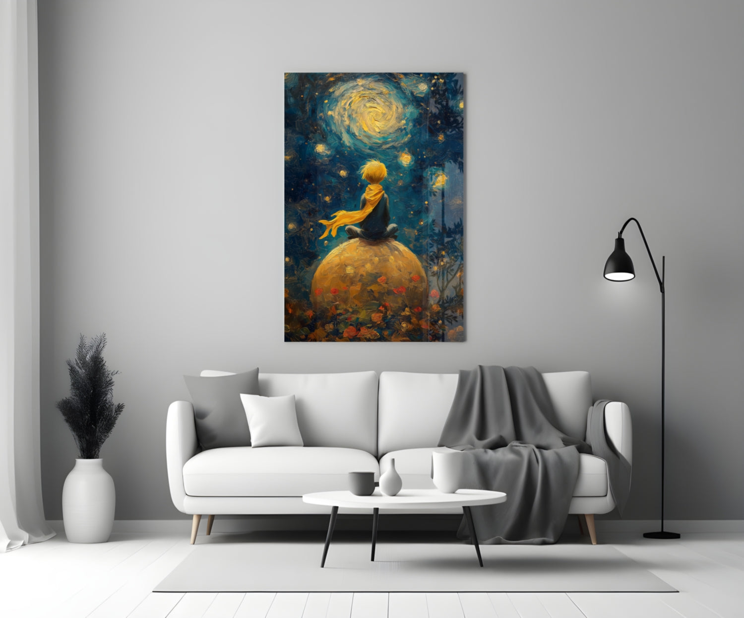 The Little Prince: Starry Night Glass Wall Art || Designer Collection