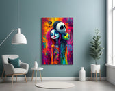 Colorful Nightmare artwork styled in a Halloween-leaning home interior