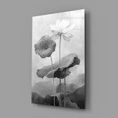 Designer-collection botanical panel anchoring a bedroom wall