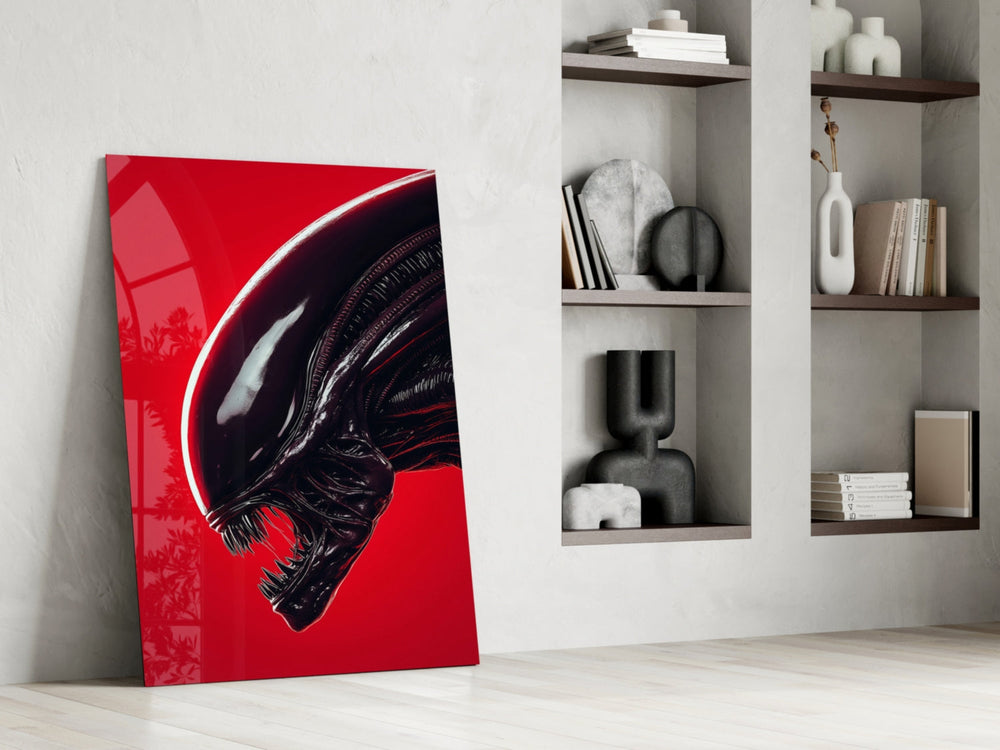 Xenomorph panel against a moody dark-painted accent wall