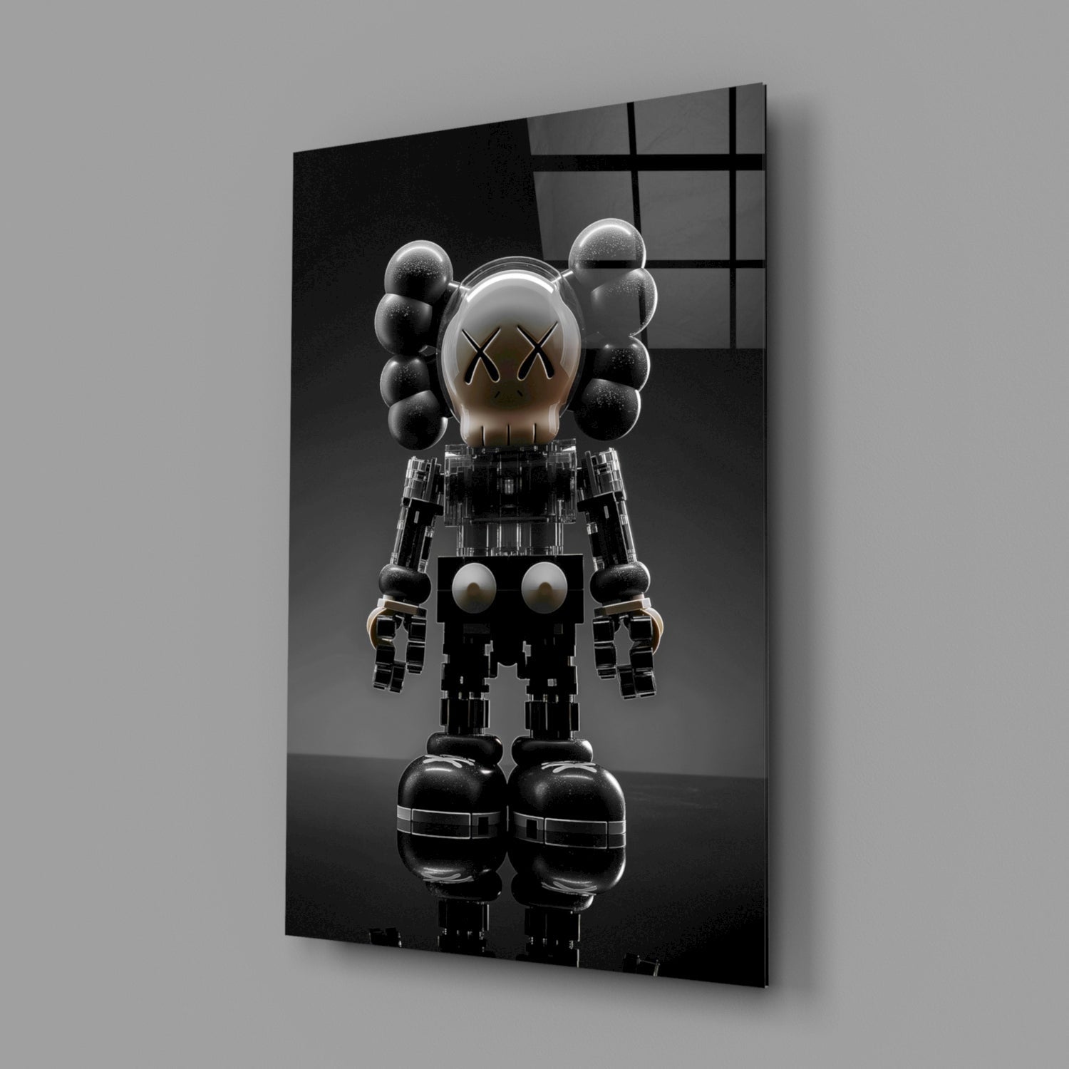 Kaws Statue Glass Wall Art || Designer Collection
