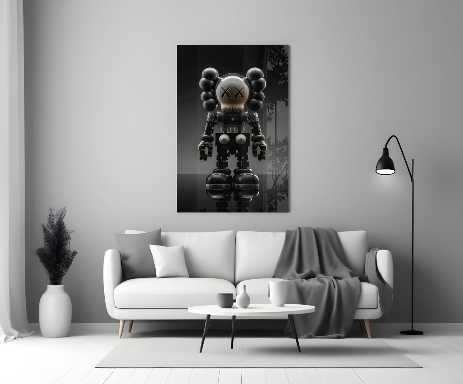 Kaws Statue Glass Wall Art || Designer Collection