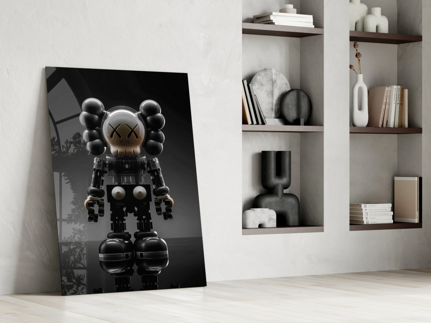 Kaws Statue Glass Wall Art || Designer Collection