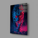 Designer-collection synthwave wildlife panel anchoring a man cave wall
