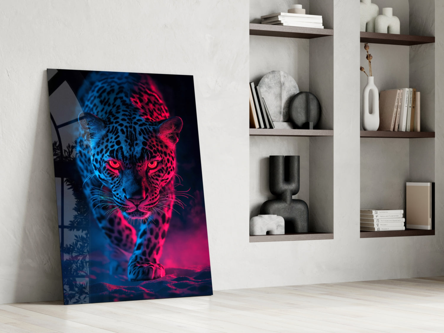 Neon Leopard Glass Wall Art || Designer Collection