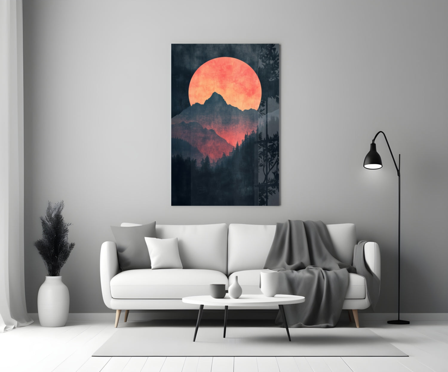 Red Moon Rising Glass Wall Art || Designer Collection