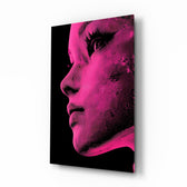Pink with Dots glass wall art in a modern creative loft