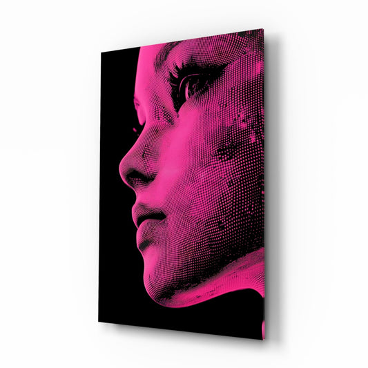 Pink with Dots glass wall art in a modern creative loft