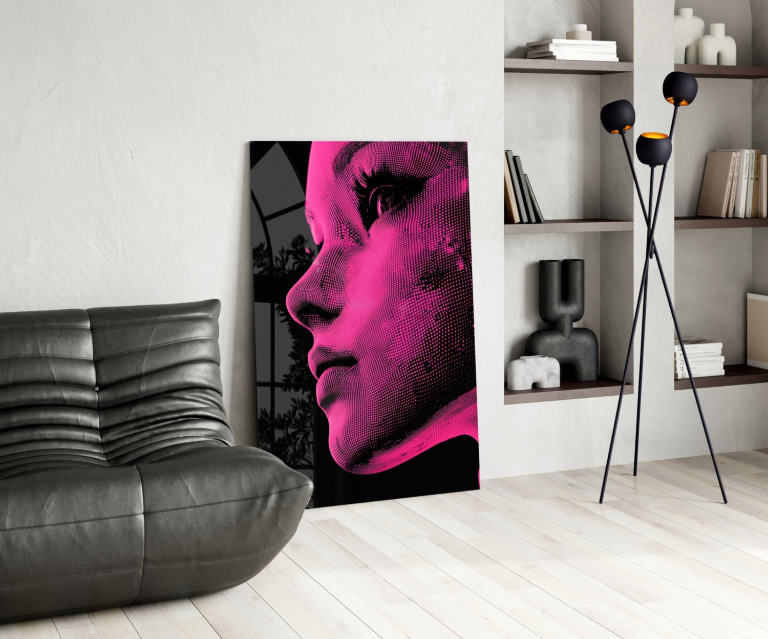Pink with Dots Glass Wall Art || Designer Collection