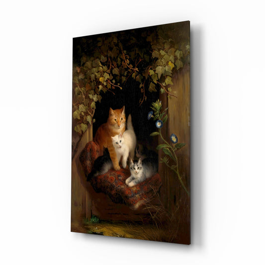 Family in the Window glass wall art in a cozy living room