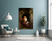 Family in the Window artwork styled in a reading nook interior