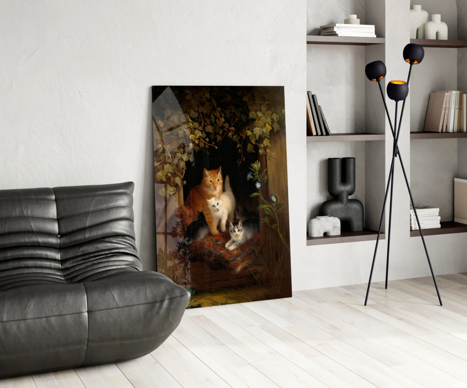 Family in the Window Glass Wall Art || Designer Collection