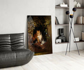 Old-Master glass print bringing cottage edge to a creative loft
