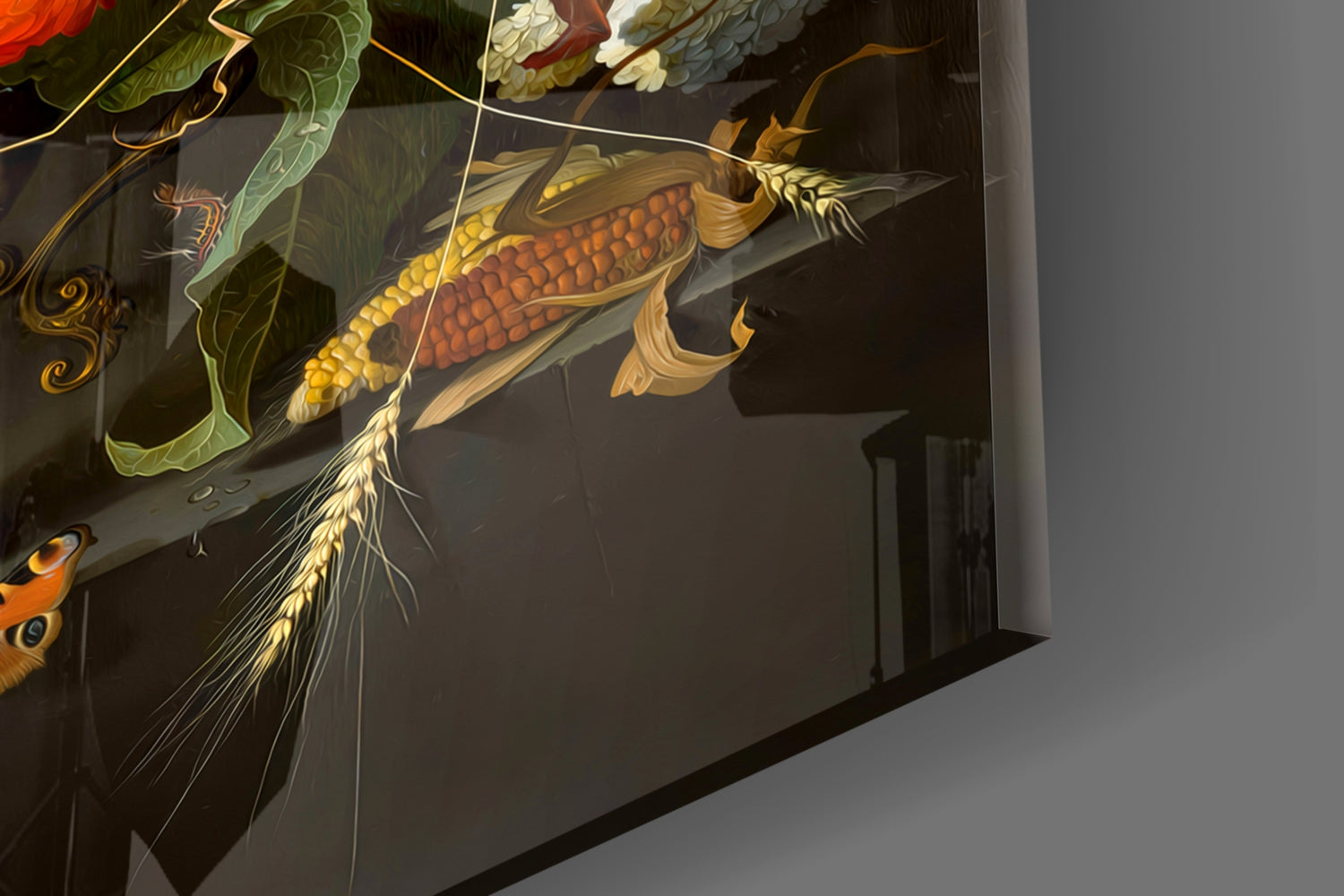 The Wealth in the Vase Glass Wall Art || Designer Collection