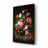Classical Still Life glass wall art in a formal dining room