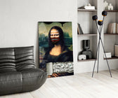 Pop-graffiti glass print bringing art-history twist edge to an art-collector's office