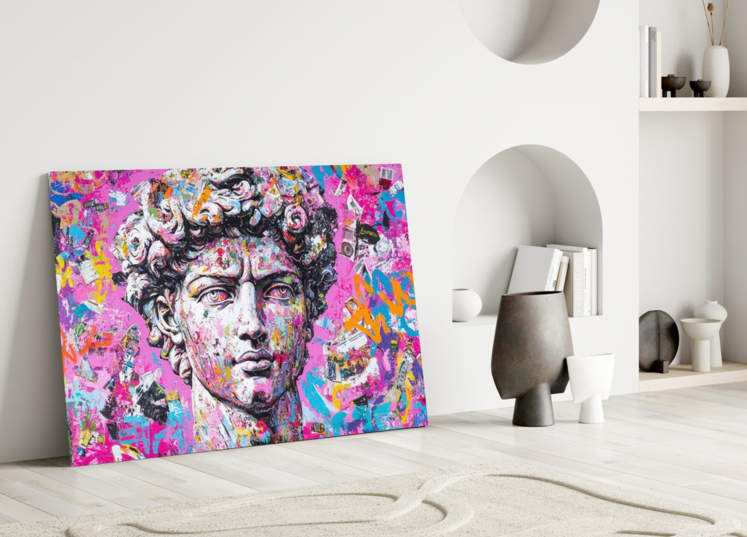 Graffiti David Glass Wall Art || Designer Collection