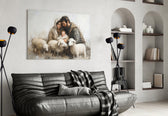 Holy Presence artwork styled in a meditation room interior