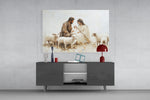 Respect of the Shepherds glass wall art catching light to reveal its painted impasto