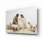 Respect of the Shepherds glass wall art in a contemplative living room