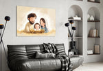 Little Holy Family artwork styled in a Sunday-school room interior