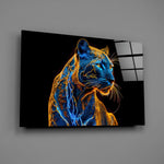 Designer-collection cyber-wildlife panel anchoring a man cave wall