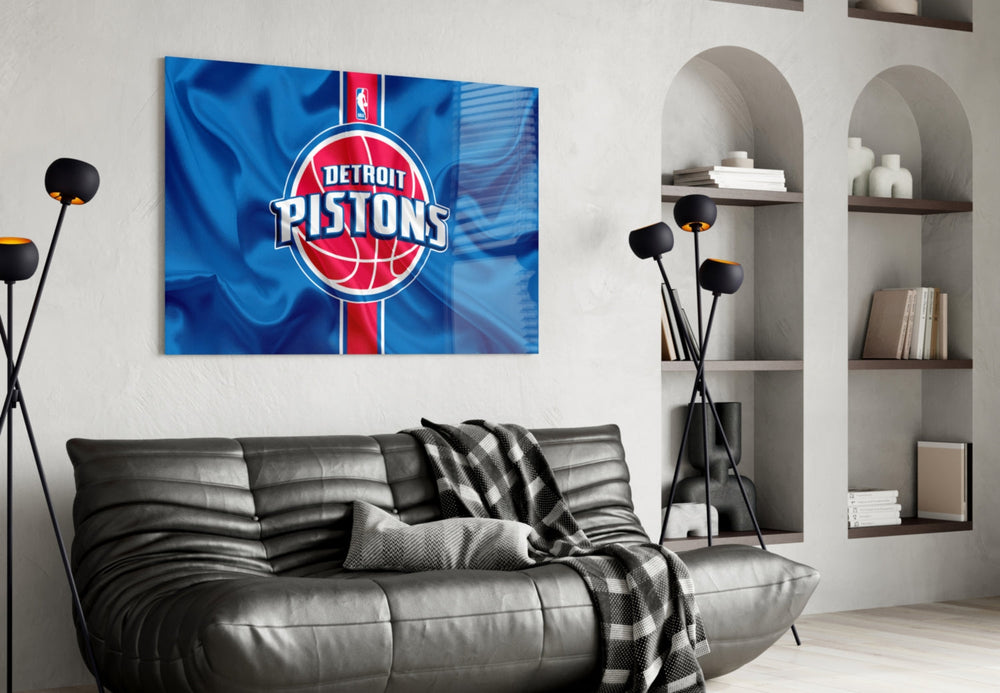 Pistons banner artwork styled in a teen's bedroom interior