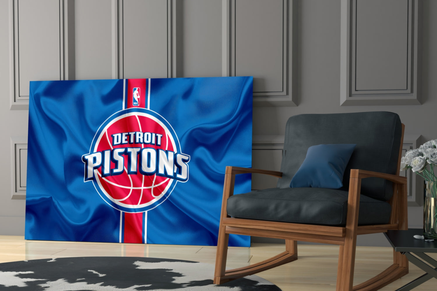 The fluctuating Detroit Pistons Glass Wall Art || Designer Collection