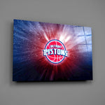 Designer-collection NBA cosmic panel anchoring a sports bar wall