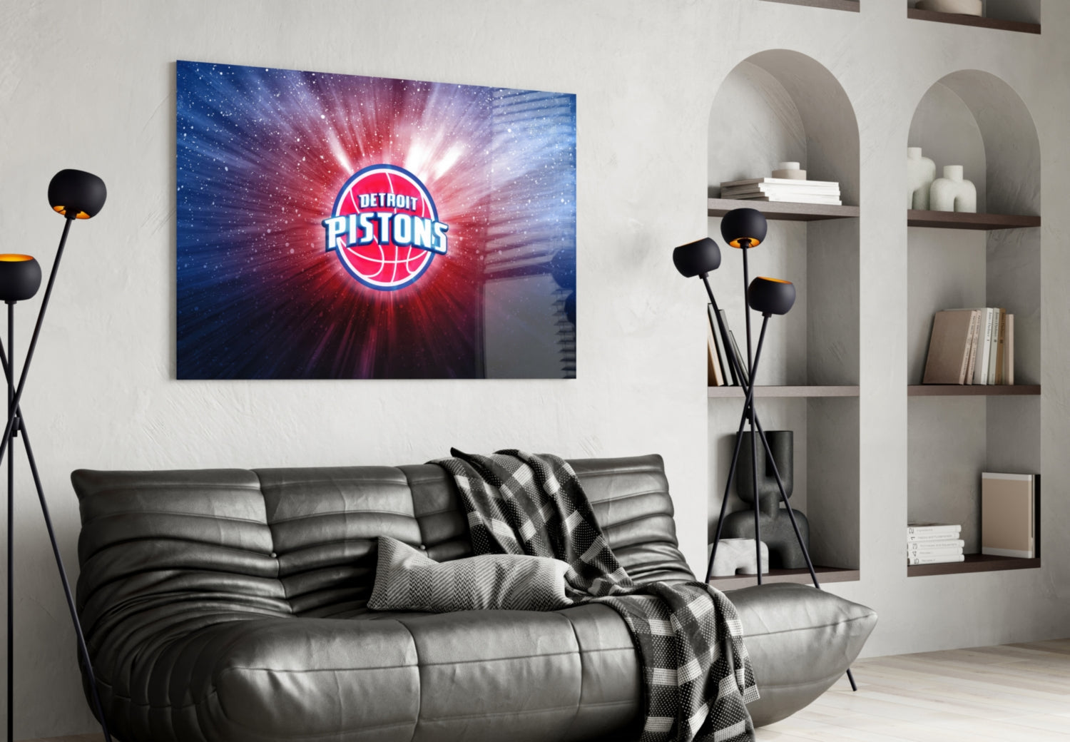 Detroit Pistons: Blue Light Glass Wall Art || Designer Collection