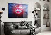 Pistons cosmic artwork styled in a teen's bedroom interior