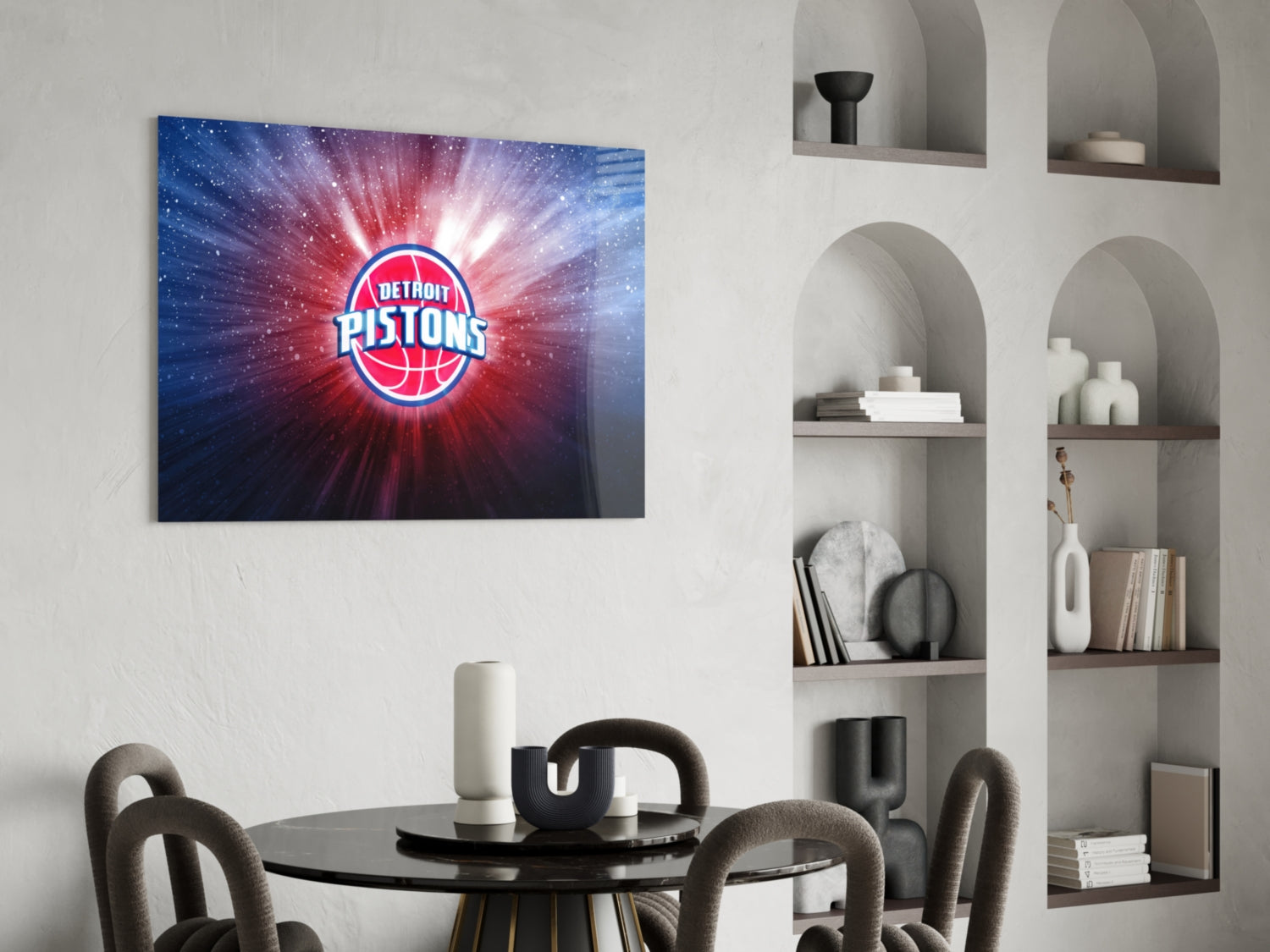 Detroit Pistons: Blue Light Glass Wall Art || Designer Collection