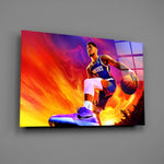 Designer-collection NBA cinema panel anchoring a sports bar wall