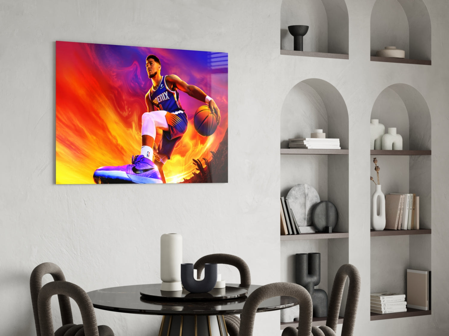 Devin Booker: Rise of the Flames Glass Wall Art || Designer Collection
