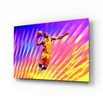 Kobe Bryant Flight of Colors glass wall art in a modern man cave