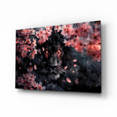 Lion of the Night glass wall art in a modern creative loft