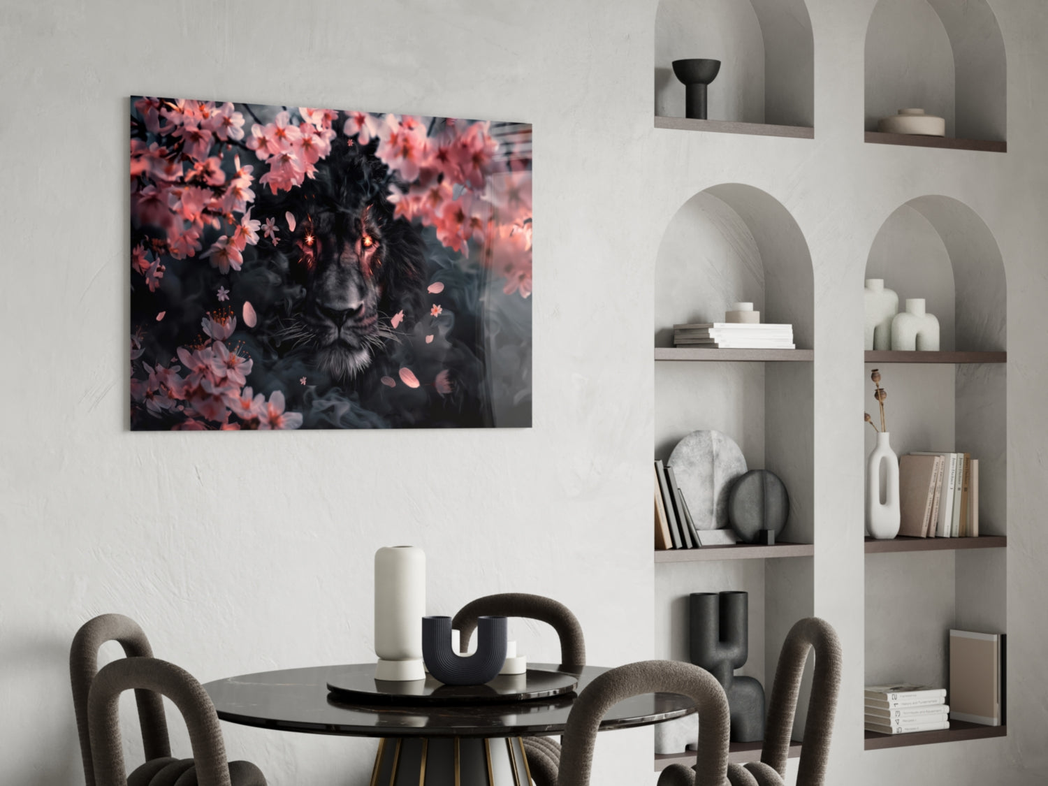 Lion of the Night Glass Wall Art || Designer Collection