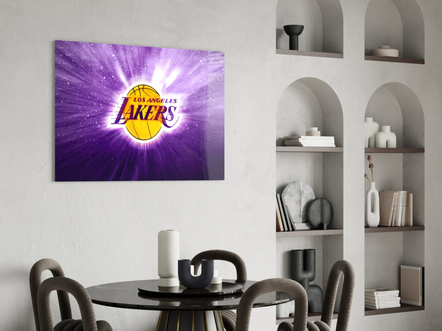 Los Angeles Lakers: Purple Flash  Glass Wall Art || Designer Collection