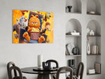 Cartoon glass print bringing movie-poster edge to a home cinema