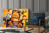 Cartoon yatay panel against a moody dark-painted accent wall