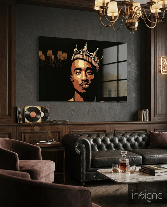 Old School Hip-Hop Portrait Glass Wall Art