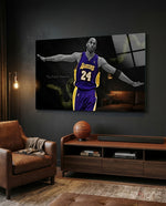 Kobe Bryant Black Mamba glass wall art in a modern man cave