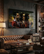 Tyler Durden glass wall art in a modern home cinema